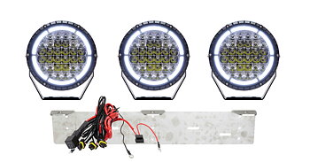 LED Extraljuspaket - 3 x TUNDRA 68 med positionsljus med nummerplåtsfäste och reläsats