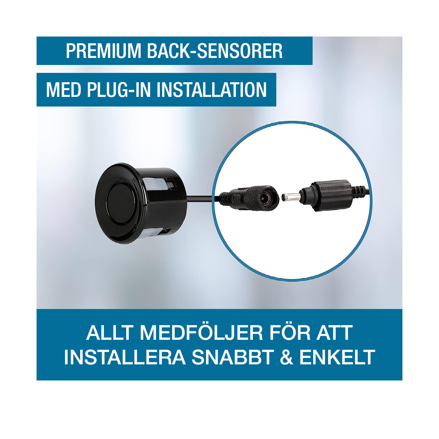 Akustisk Parkeringshjälp - Komplett Paket med 4 backsensorer 