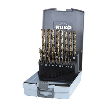 RUKO - Borrsats HSSE-Co5 Ø1,0-10,0 mm, 19 delar i plastlåda