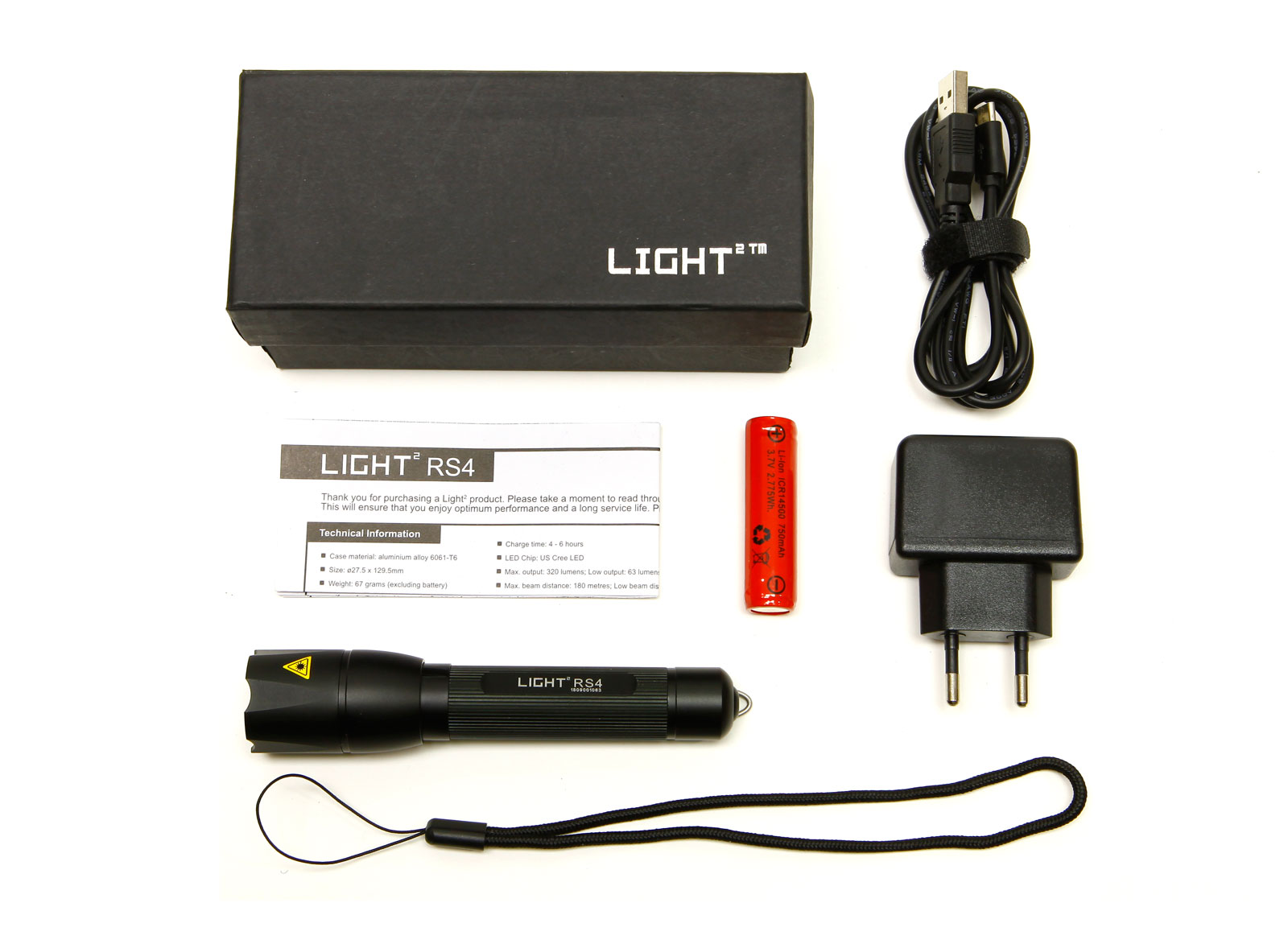 LIGHTSQUARE RS4 - Okrossbar LED ficklampa med USB laddning, Zoom, High/Low/Flash/Strobe i Presentförpackning - 3