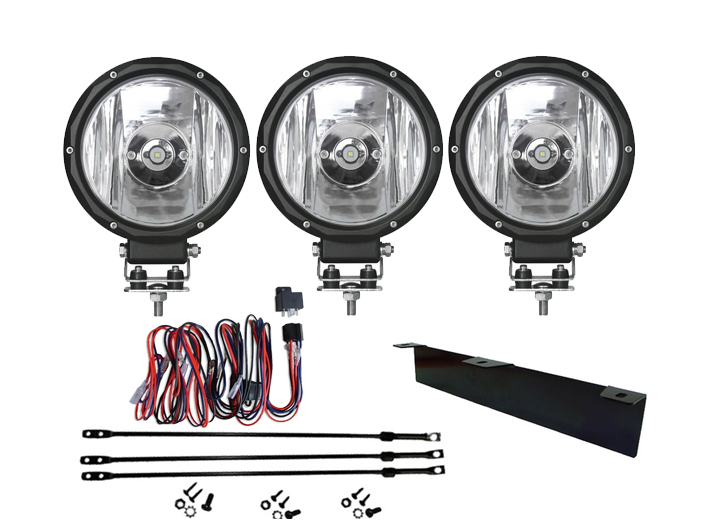 LED Extraljus-paket: COMPANION 20 - 3 x 20W 7 tum (Ø178mm) med fäste och reläsats