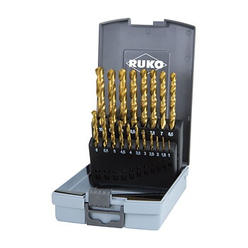 RUKO - Spiralborr - Borrsats Ø1,0-10,0mm - HSS-G TiN - 19 delar i plastlåda