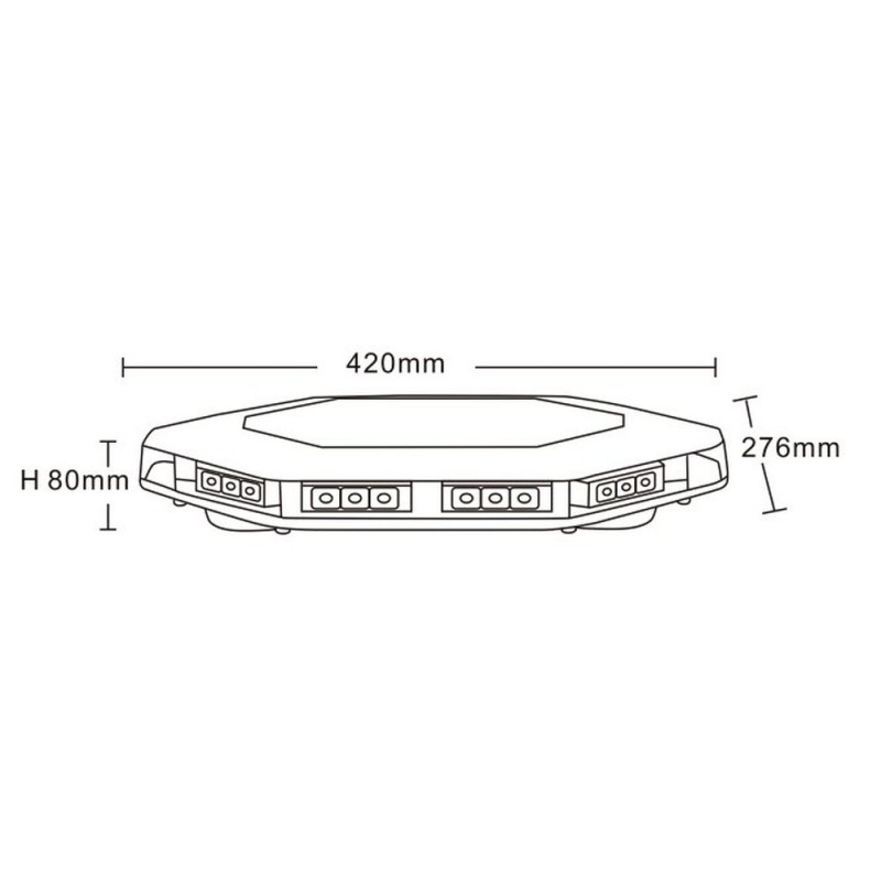 Kort Blixtljusramp, Varningsljus med magnetfot - F420 - 12V/24V - 2