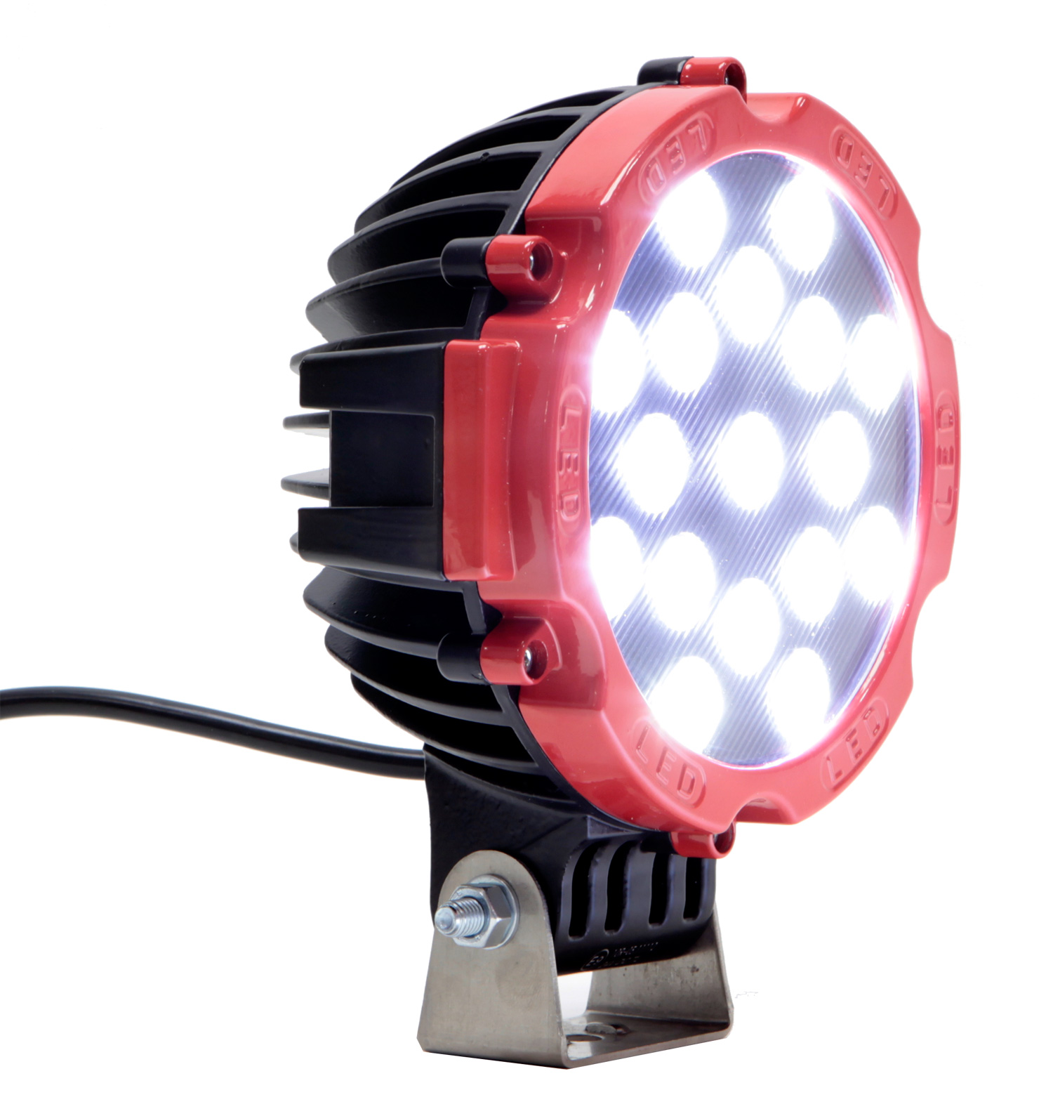 HALO 50 - LED arbetsbelysning 12-24V med röd krans - 50W 45 grader 3800 Lumen - 2