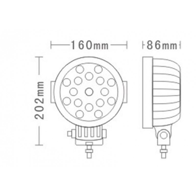HALO 50 - LED arbetsbelysning 12-24V med röd krans - 50W 45 grader 3800 Lumen - 6