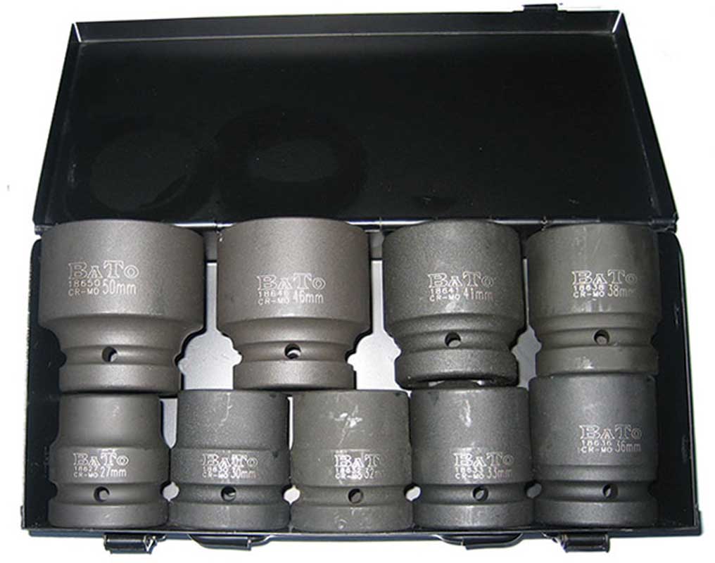 Krafthylssats 1" Kort 27-50 mm 9 delar 6kt