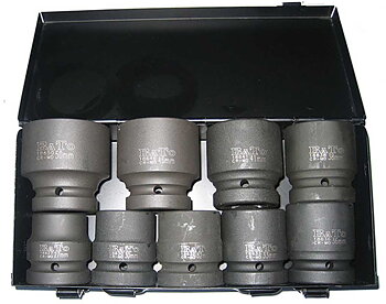Krafthylssats 1" Kort 27-50 mm 9 delar 6kt