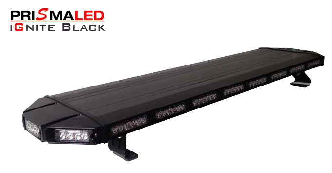 100-180 cm Blixtljusramp - LED Varningsljus RAMP - IGNITE BLACK med ECER65 PRISMALED
