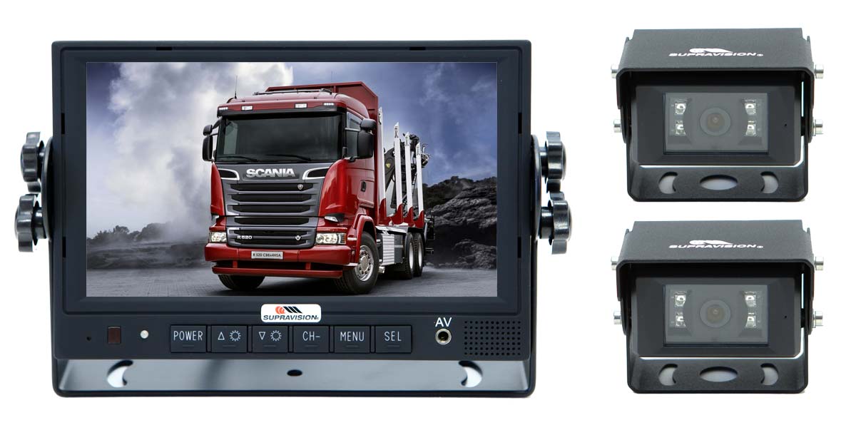 Supravision Paket - C72E - 7 tum Backkamera Paket med två kameror med mörkersyn, värmare, ljud