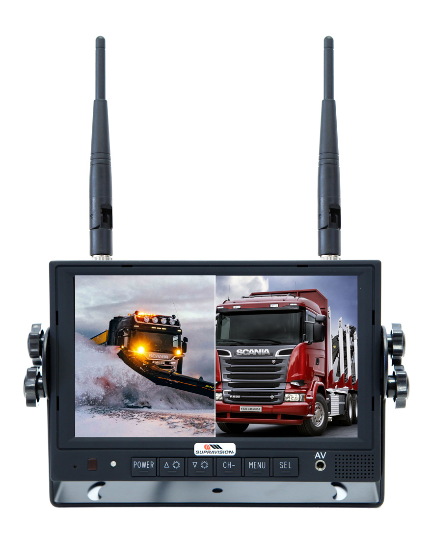 Supravision Trådlös Backkamera Paket 7 tum - X72DS - Dubbel Visning - Med Värme Ljud Mörkersyn Digital Antenn med 7 tums LCD monitor - 2