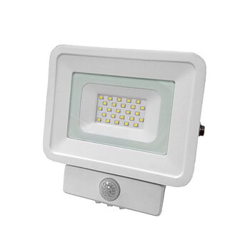 Optonica 20W Vit LED Strålkastare PIR Rörelsevakt Skymningsrelä med Rörelsesensor - Utomhus IP65 220V 1500 Lumen - 2 års garanti