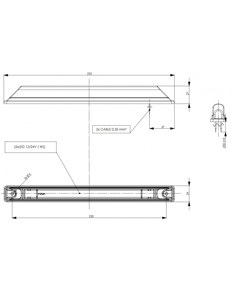 LED Sidomarkering , Positionsljus - Röd, Vit, Orange - L3113 - Fiberoptisk - 4