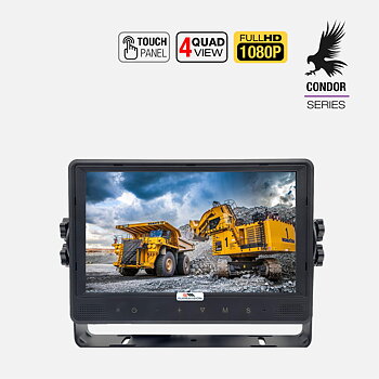 CONDOR - FHD - Bunden 9.3 Tum Backkamera Monitor för Professionellt bruk | Touchskärm Quad-View Adaptiv 12V/24V | Anpassa System | Supravision