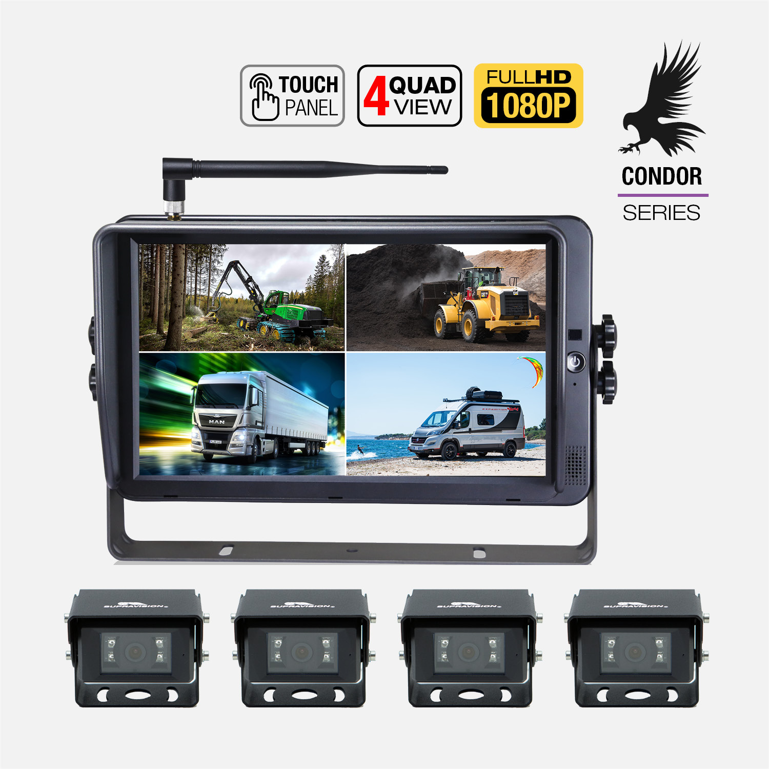 CONDOR X11Q - 10 Tum Full HD Trådlös Backkamera-Paket med Touch-skärm, 1 kamera | Supravision - 4