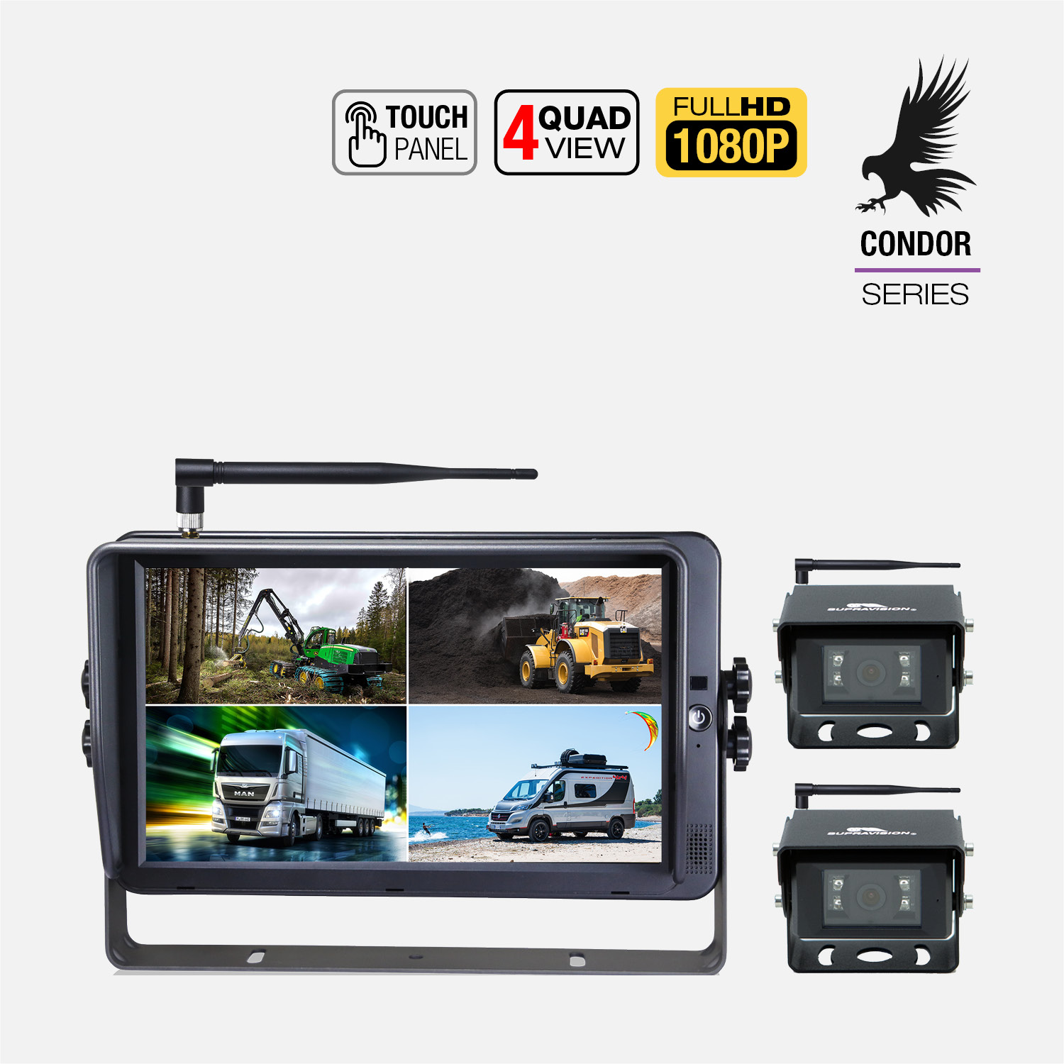 CONDOR X11Q - 10 Tum Full HD Trådlös Backkamera-Paket med Touch-skärm, 1 kamera | Supravision - 2