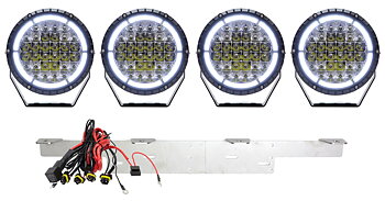 LED Extraljuspaket 4 x TUNDRA 68W  Halo / DRL med nummerplåtsfäste och reläsats