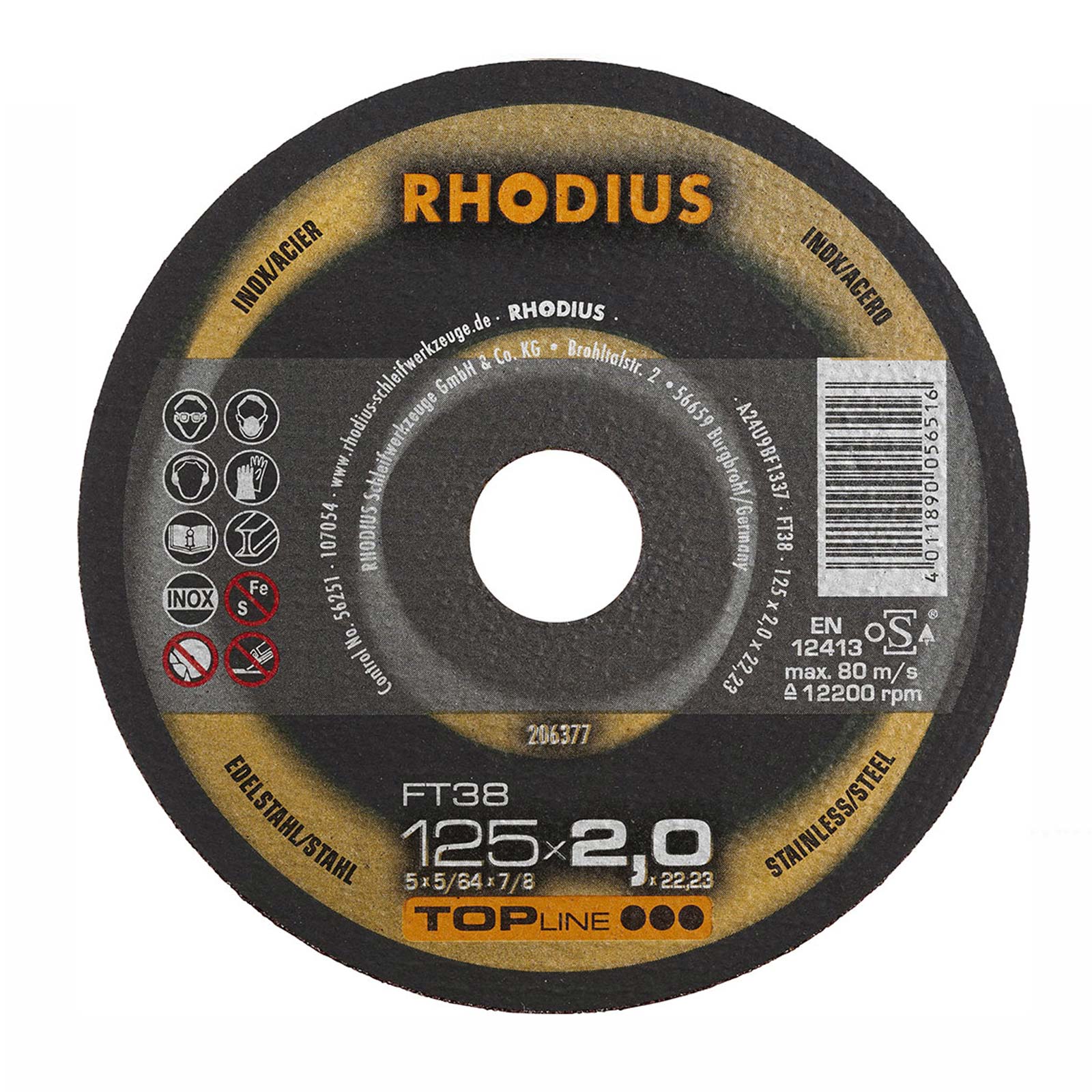 RHODIUS - Kapskiva FT38 - 230 x 2,5 - 25st/förp.
