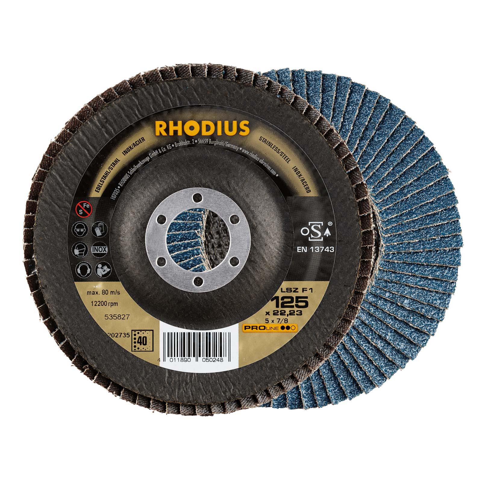 RHODIUS - Lamellslipskiva LSZ F1 180 x 22,23 K60 - 10st/förp.