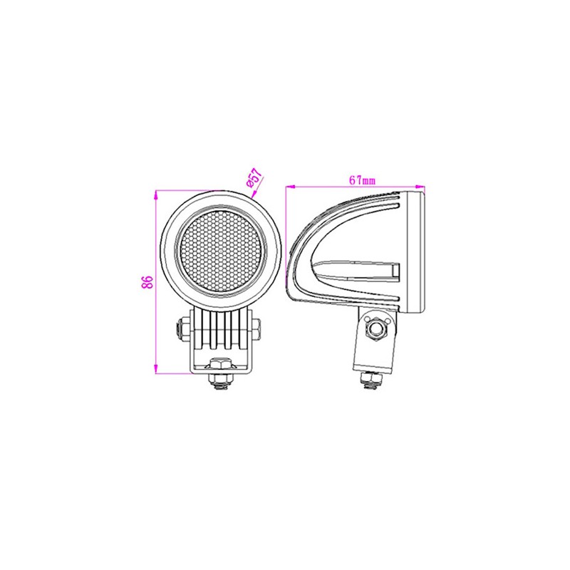 Runt Mini Arbetsljus - Thoor 10W / 12-24V - Superkompakt Rund arbetslampa - 8