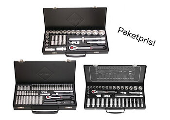 BATO Hylsnyckelsatspaket 1/2"+3/8"+1/4" - 3st satser