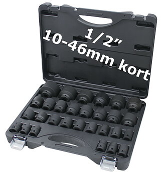 Krafthylssats 1/2" kort 10-46mm 29 delar 6kt
