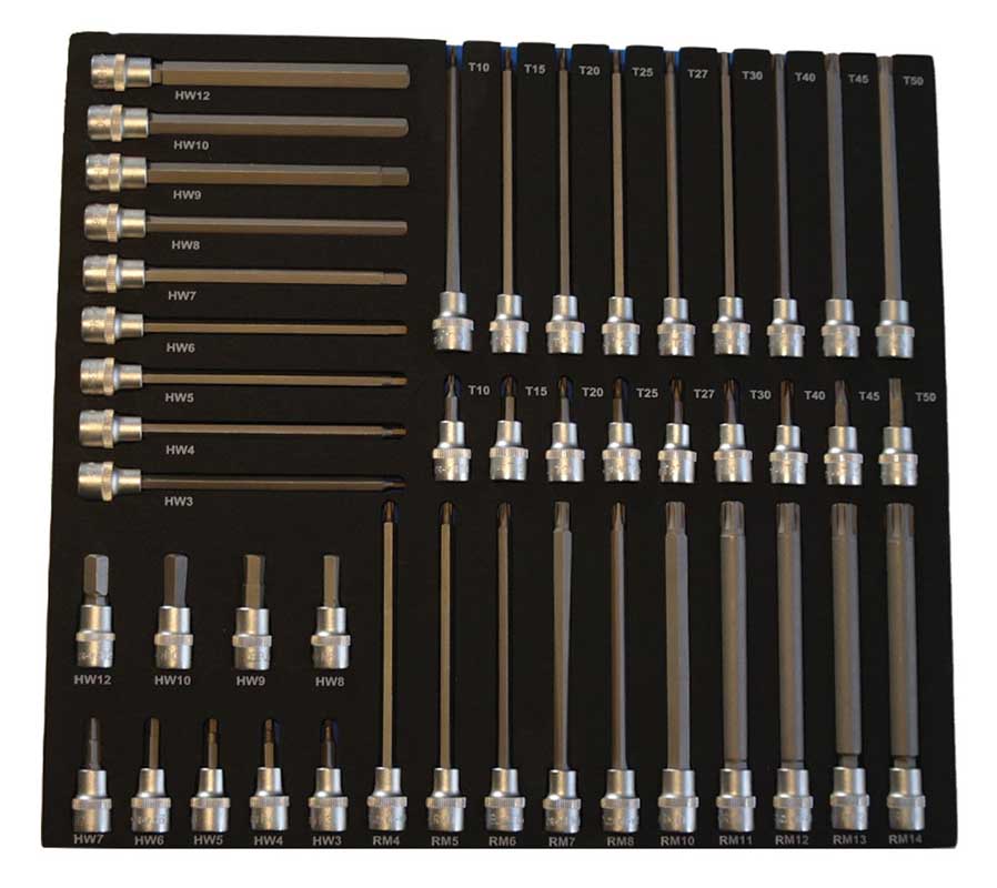 BATO Stifthylssats 3/8 tum 6kt., Torx, Ribe, kort/lång. EVA 2/3.