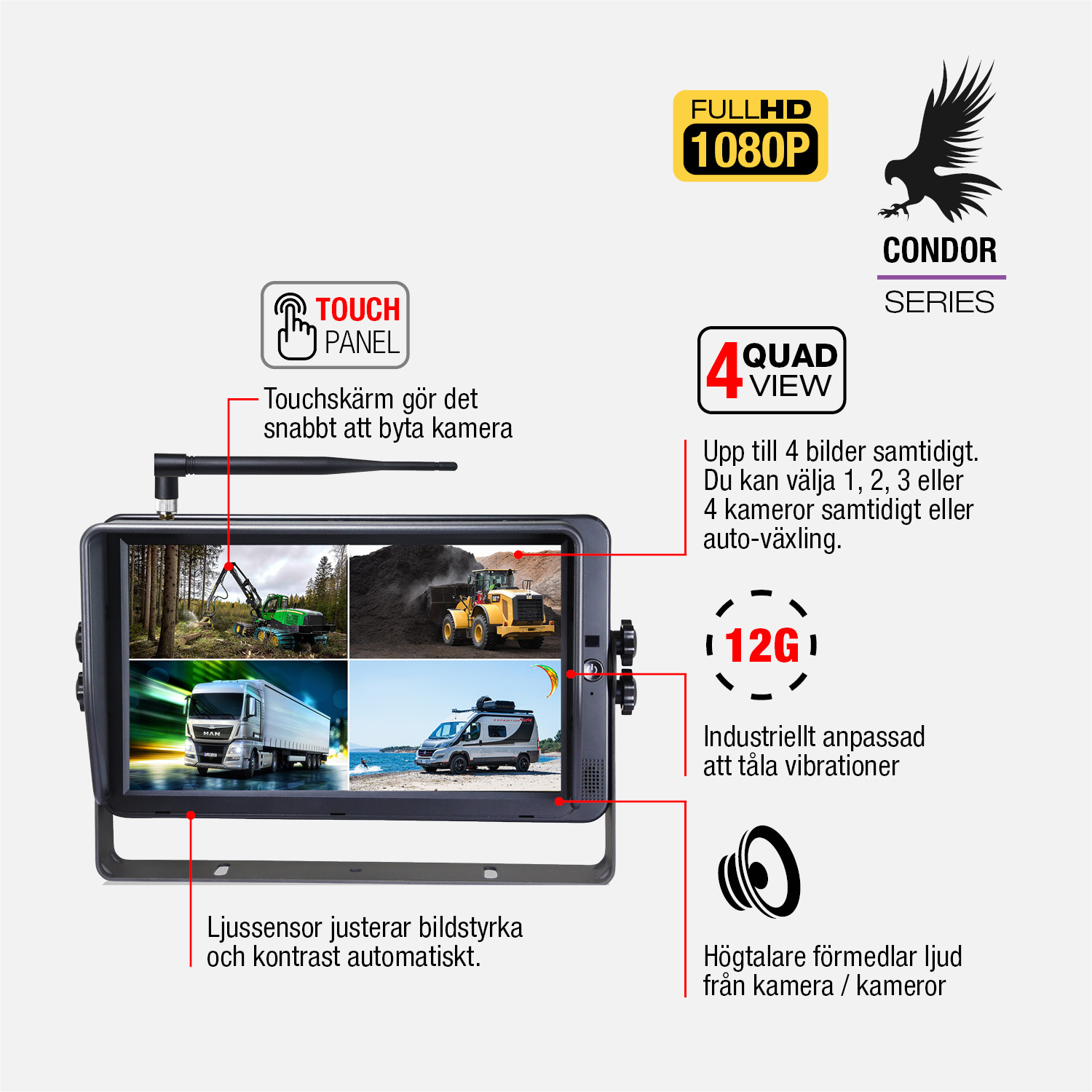 CONDOR MX10 - 10 tum trådlös touch-skärm för backkamera | Trådlös Monitor i Full HD | Supravision - 2