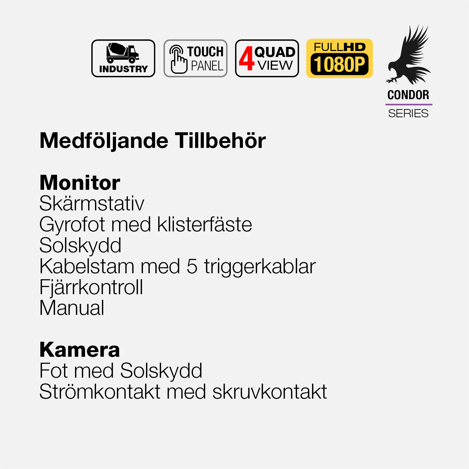 CONDOR 71V (FHD) - Kabelbunden Backkamera med Motorvisir Linsskydd   |  Paket med 7 tum monitor | Supravision - 4