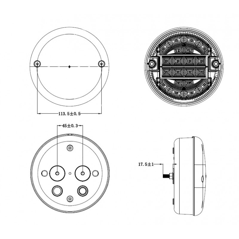 Backljus LED - 140mm - 2