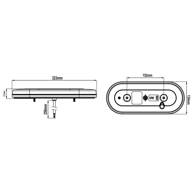 Baklykta OVAL LED - L1824 - Vänster - 12V / 24V - 3