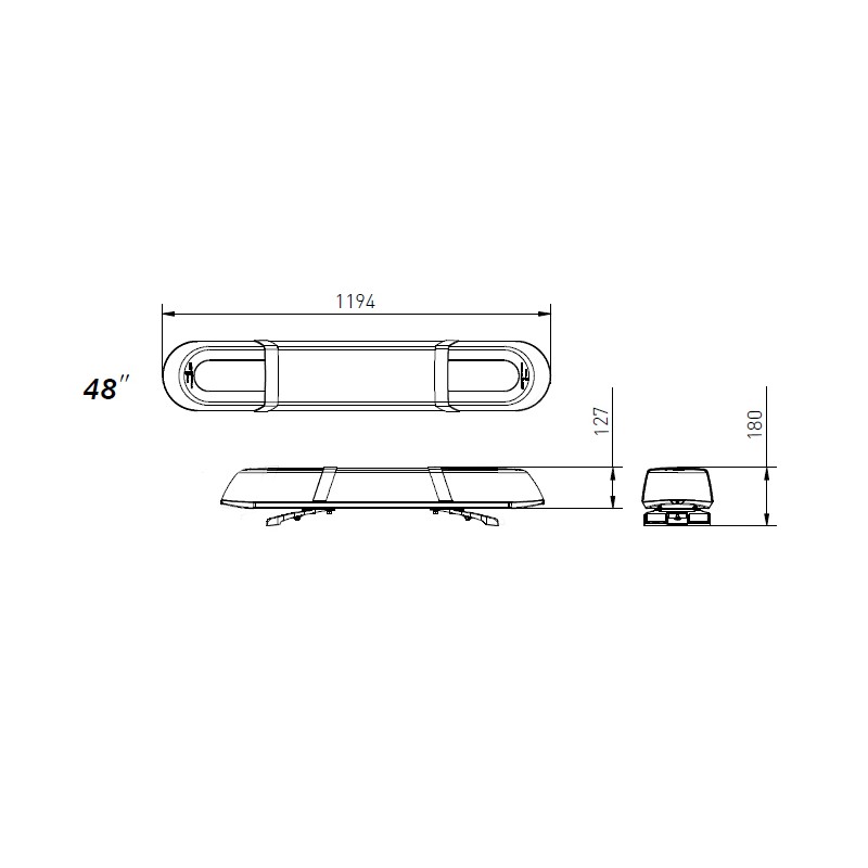 LED Varningljusramp 1194x217x180mm R10 R65 - 3