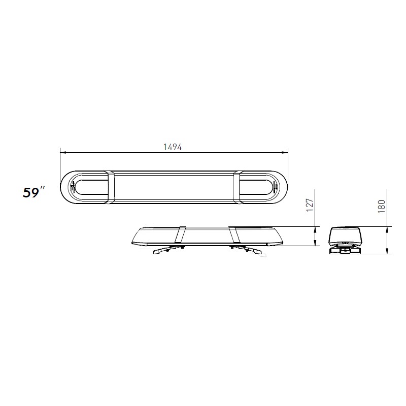 LED Varningljusramp 1494x217x180mm R10 R65 - 3