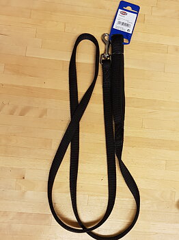 Hundkoppel Premium 1,80m, svart nylon - mycket slitstarkt 