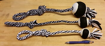 Hundleksak Boll med snöre - lätt att kasta och hämta