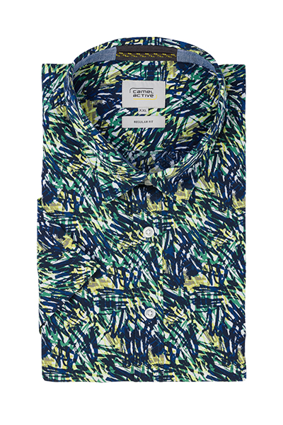 Skjorta kortärmad storlek S, grön med fräckt mönster från  camel active - 2