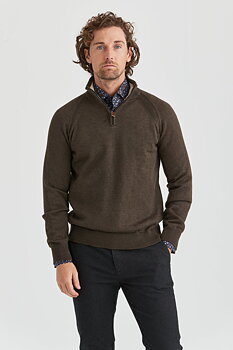  Tröja Halv-Zip Brun