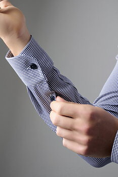 Skjorta i jersey slim fit. blå hundtandmönster Märke  DESOTO, 