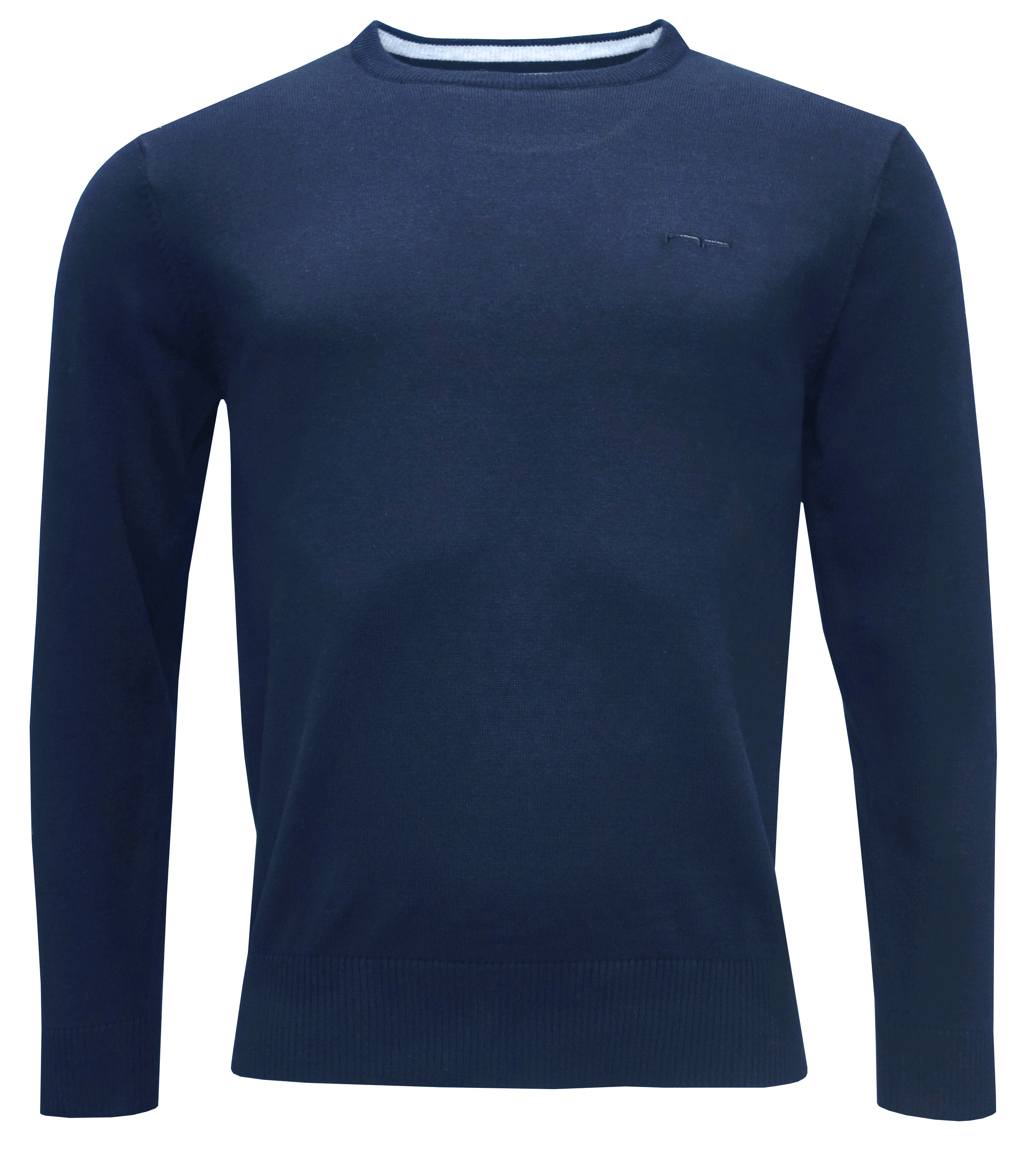 Rund hals pullover blå melange från AP