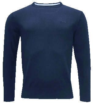 Rund hals pullover blå melange från AP