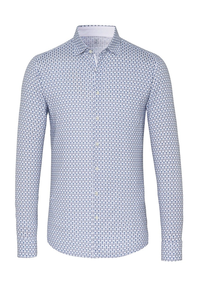 Skjorta i jersey slim fit. Märke  DESOTO, vit med mönster - 2