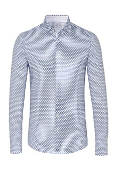 Skjorta i jersey slim fit. Märke  DESOTO, vit med mönster