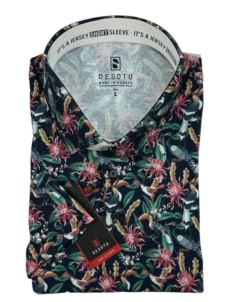 Skjorta kortärm i jersey slim fit. Märke  DESOTO,  - 2