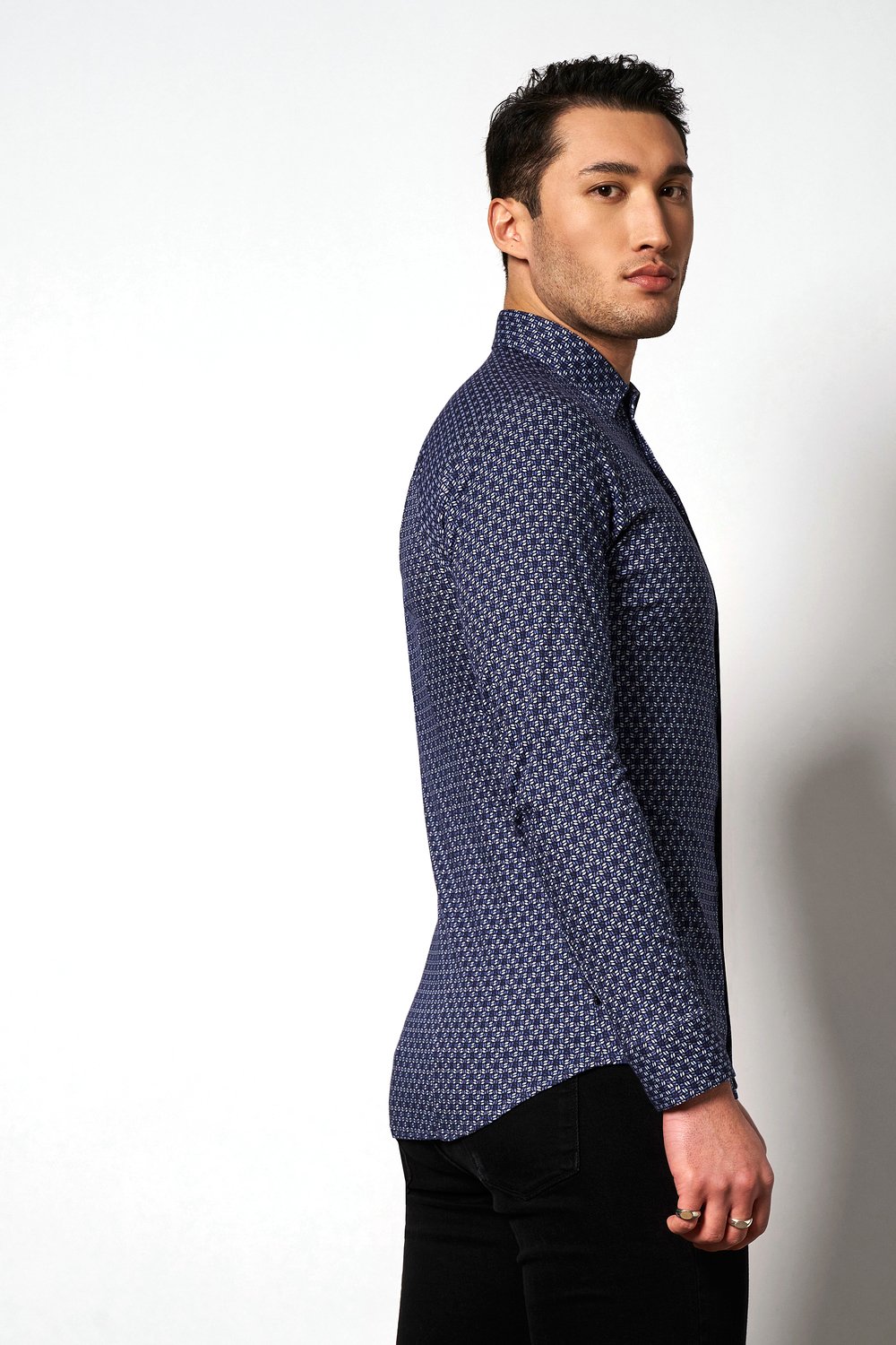 Skjorta i jersey slim fit. Märke  DESOTO, färg blå - 3
