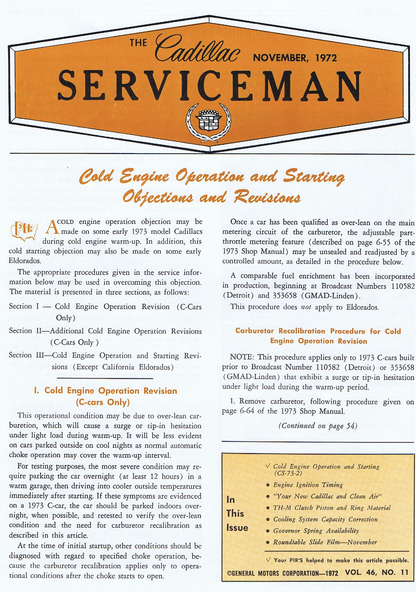 1972 The Cadillac Serviceman November