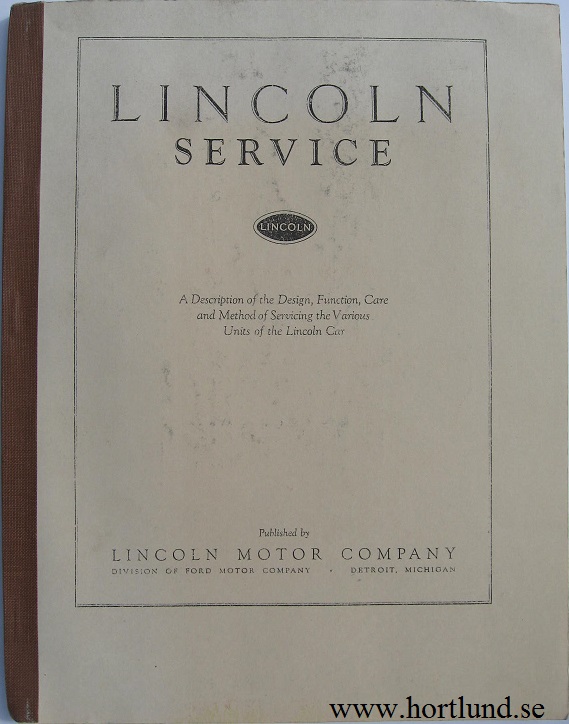 1926 Lincoln Service Book