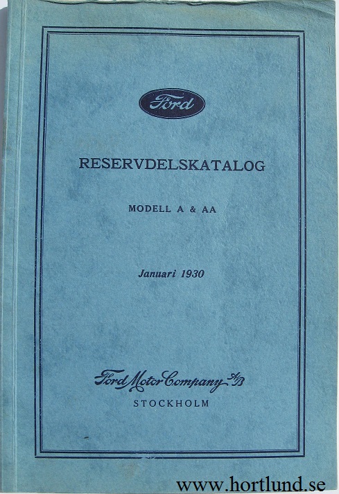 1928 - 1929 Ford A och AA Reservdelskatalog