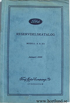 1928 - 1929 Ford A och AA Reservdelskatalog