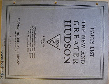 1932 Hudson 8 Parts List December