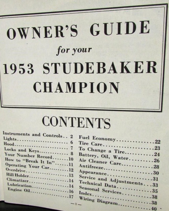 1953 Studebaker Champion Owner's Manual - 2