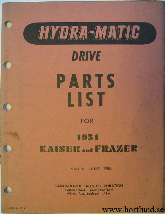 1951 Kaiser Frazer Hydra-Matic Parts List